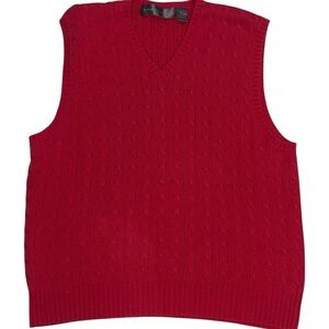 Oscar de la Renta V-Neck Sweater Vest in Bold Red